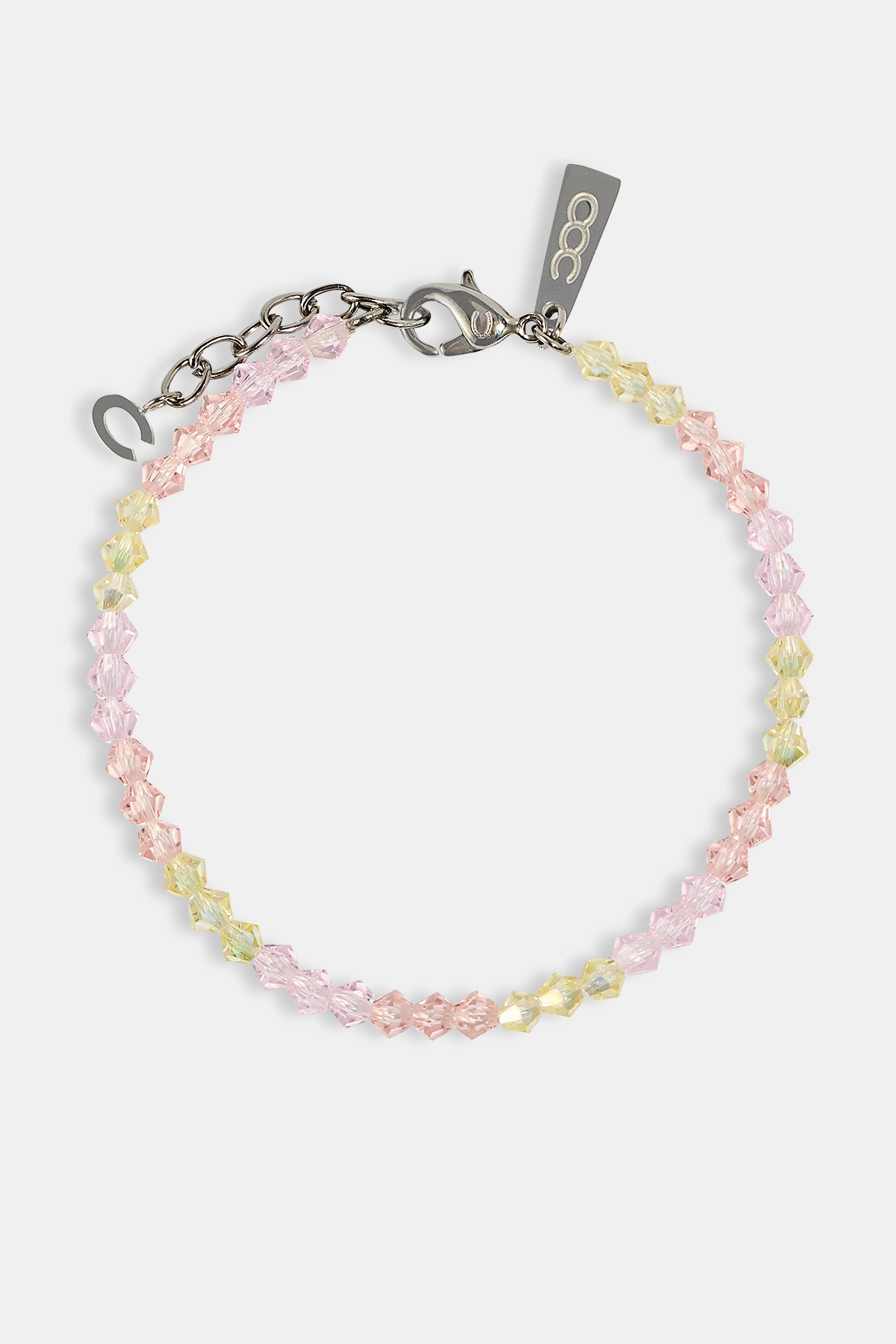 Pink & Lemon Glass Bead Bracelet - 4mm - White